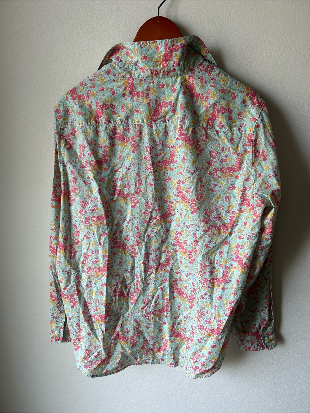 FRANK & EILEEN Eileen Aqua Floral Italian Cotton Button Down Shirt Size Medium - Picture 7 of 8